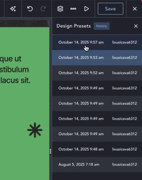 デザインプリセットのバージョン管理
